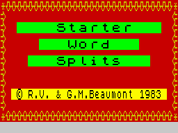 Starter Word Splits (Z80)
